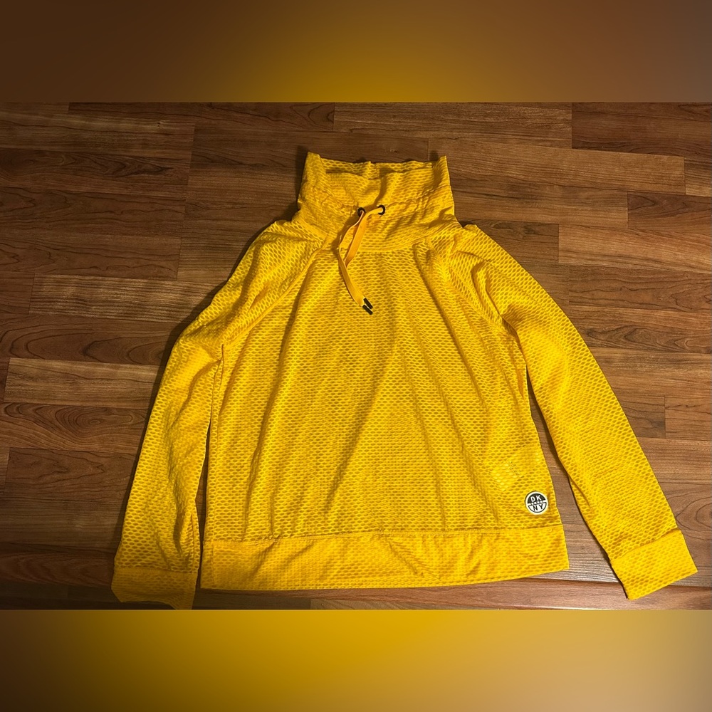 DKNY Vibrant Yellow Mesh Highneck top